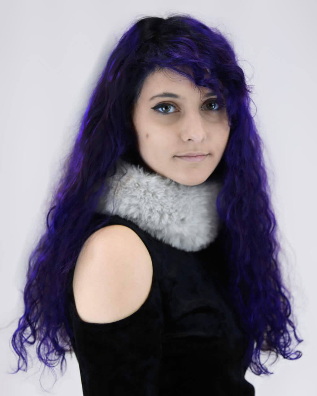 Faux Fur Rex Textile Knit Headband in Grey