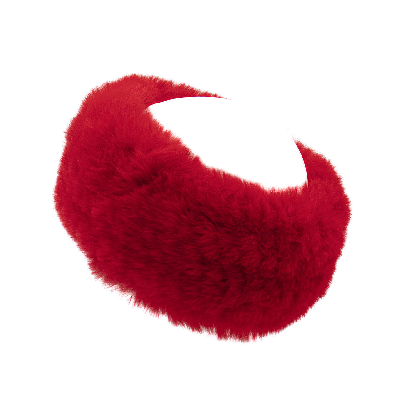 Faux Fur Rex Textile Knit Headband in Red
