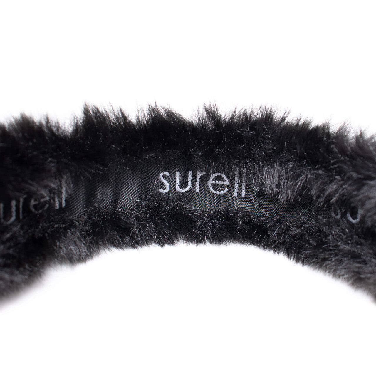 Black faux fur earmuffs band