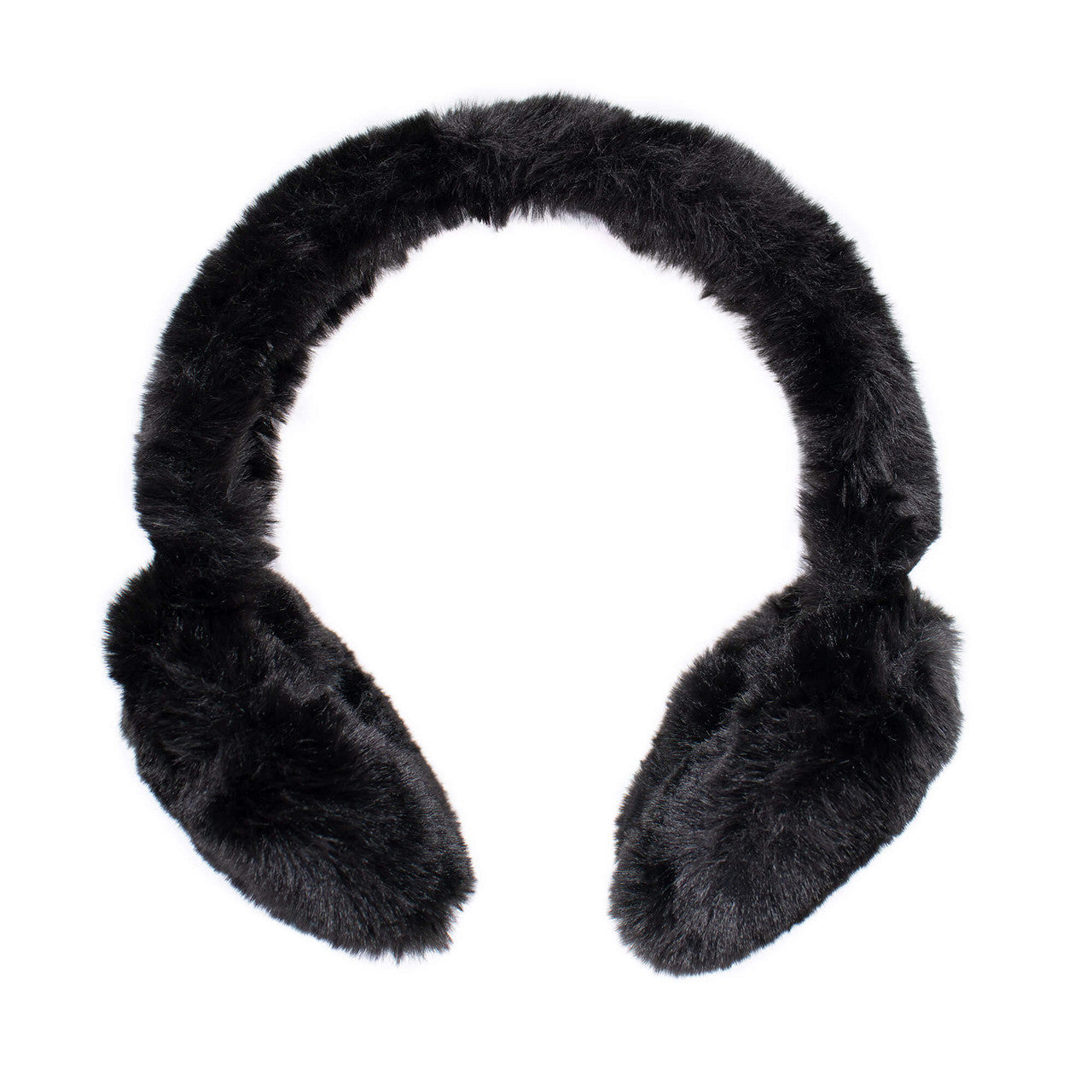 Black faux fur earmuffs with fuzzy band