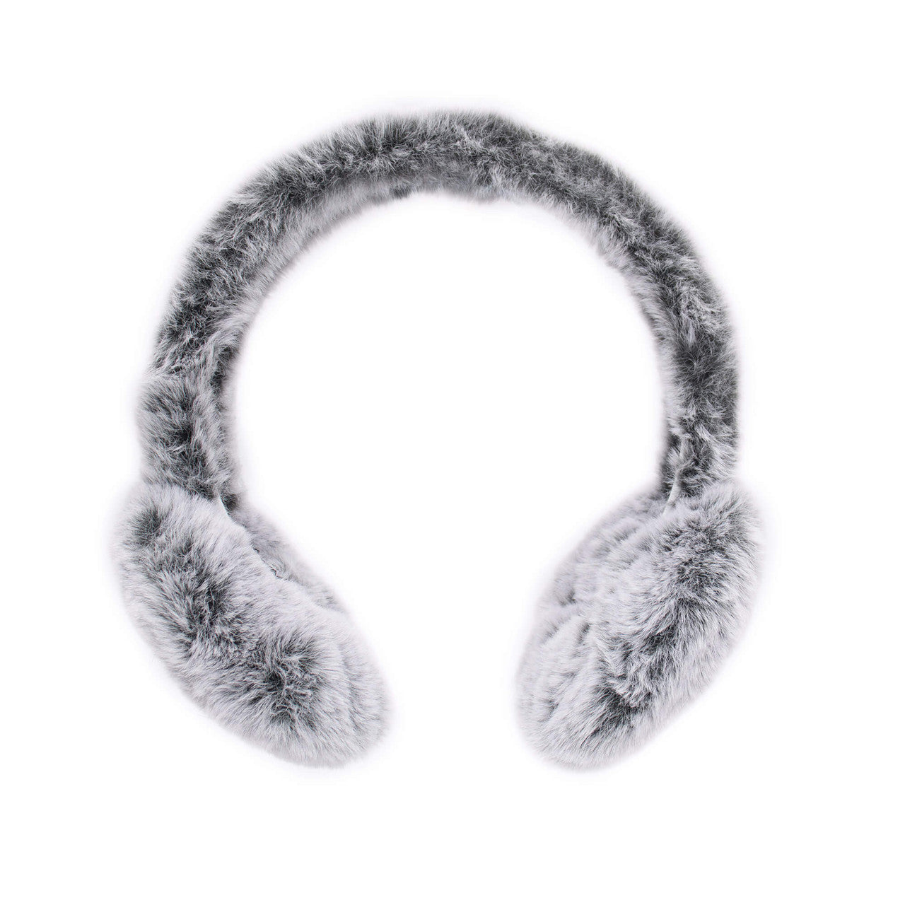 Black frost faux fur earmuffs with fuzzy band