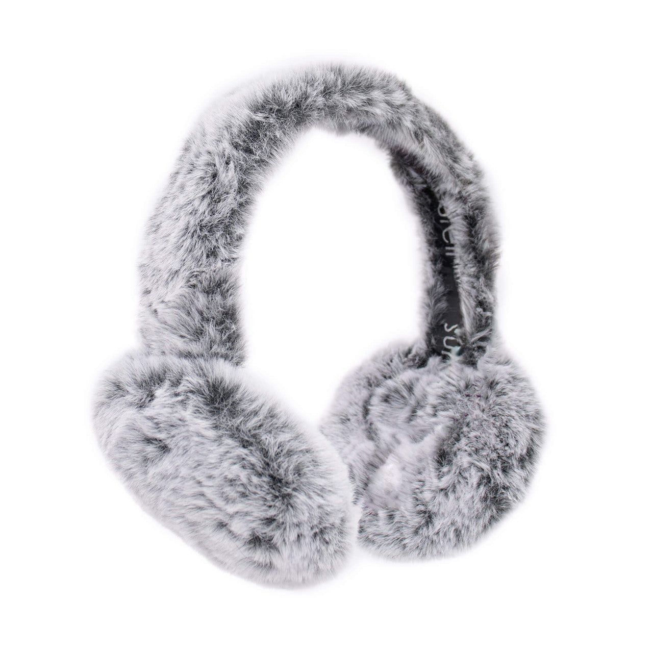 Black frost faux fur earmuffs with fuzzy band