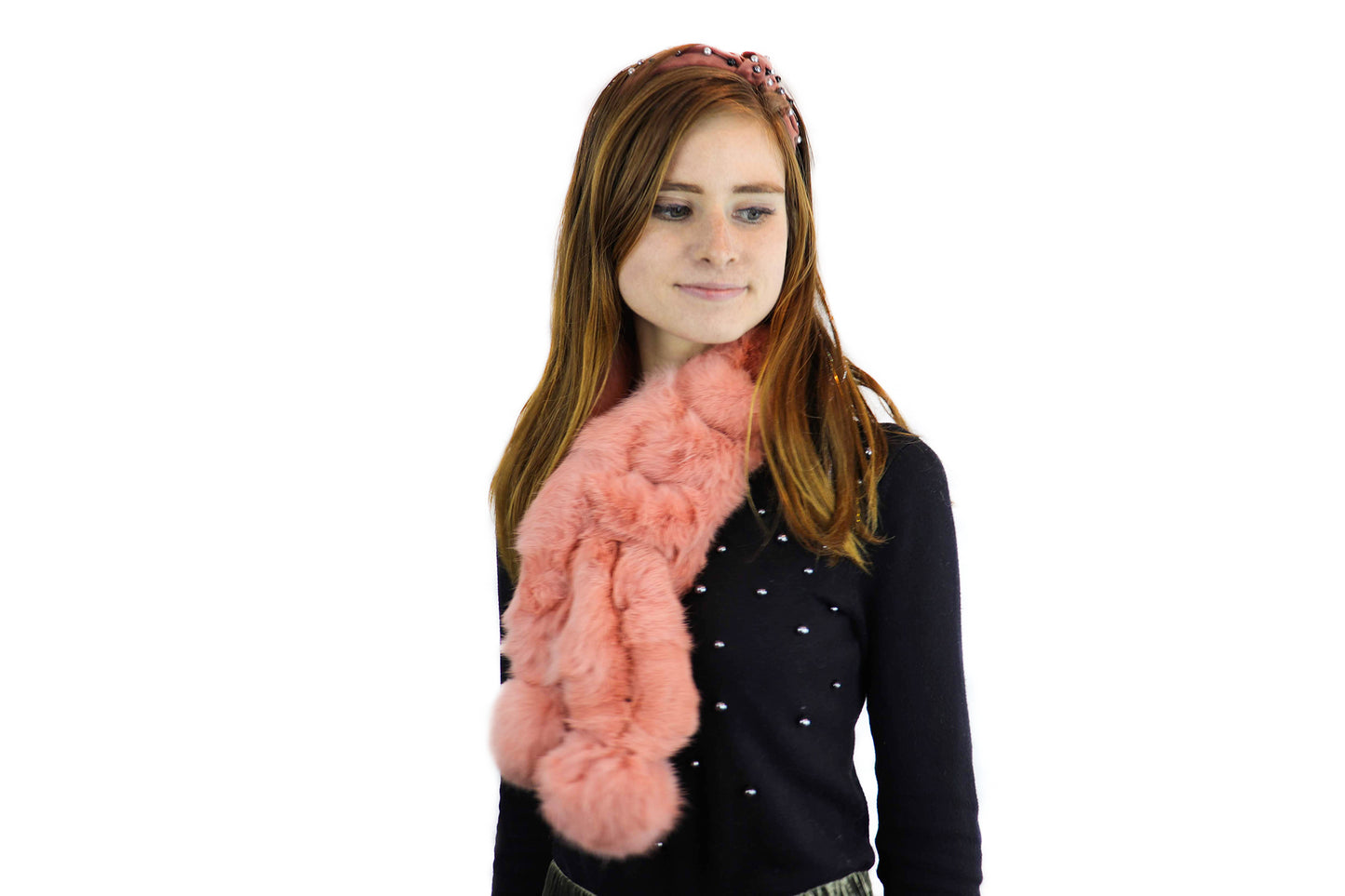 Rabbit Fur Ball Scarf