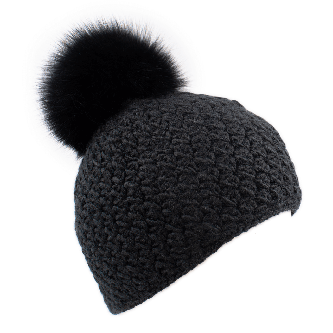 Handmade Star Knit Hat with Fox Pom