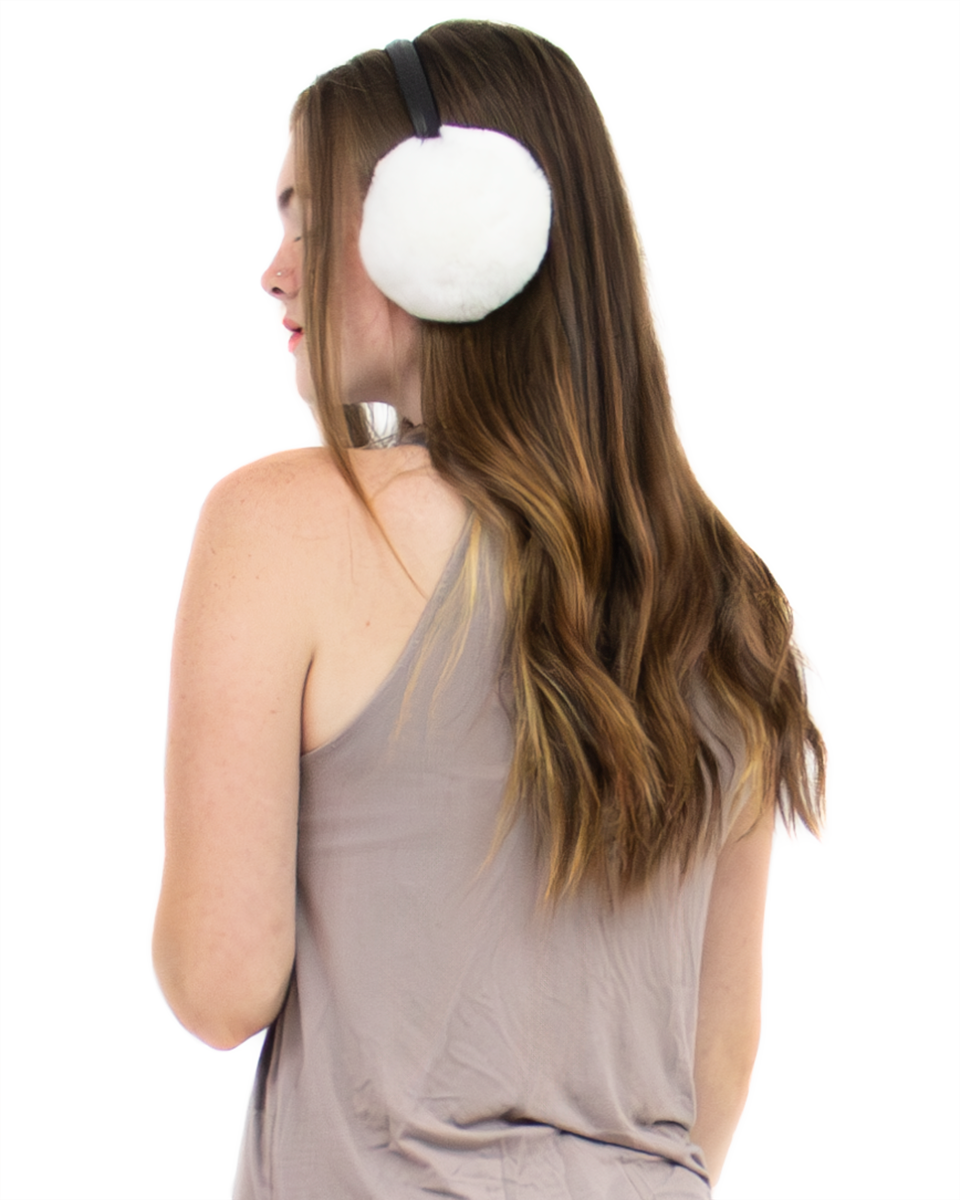 Rex Rabbit Fur Earmuffs with Adjustable Leather Band