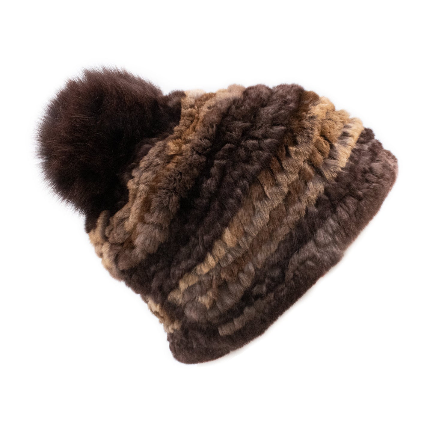 Limited Run Rex Rabbit Textile Knit Beanie with Fox Pom