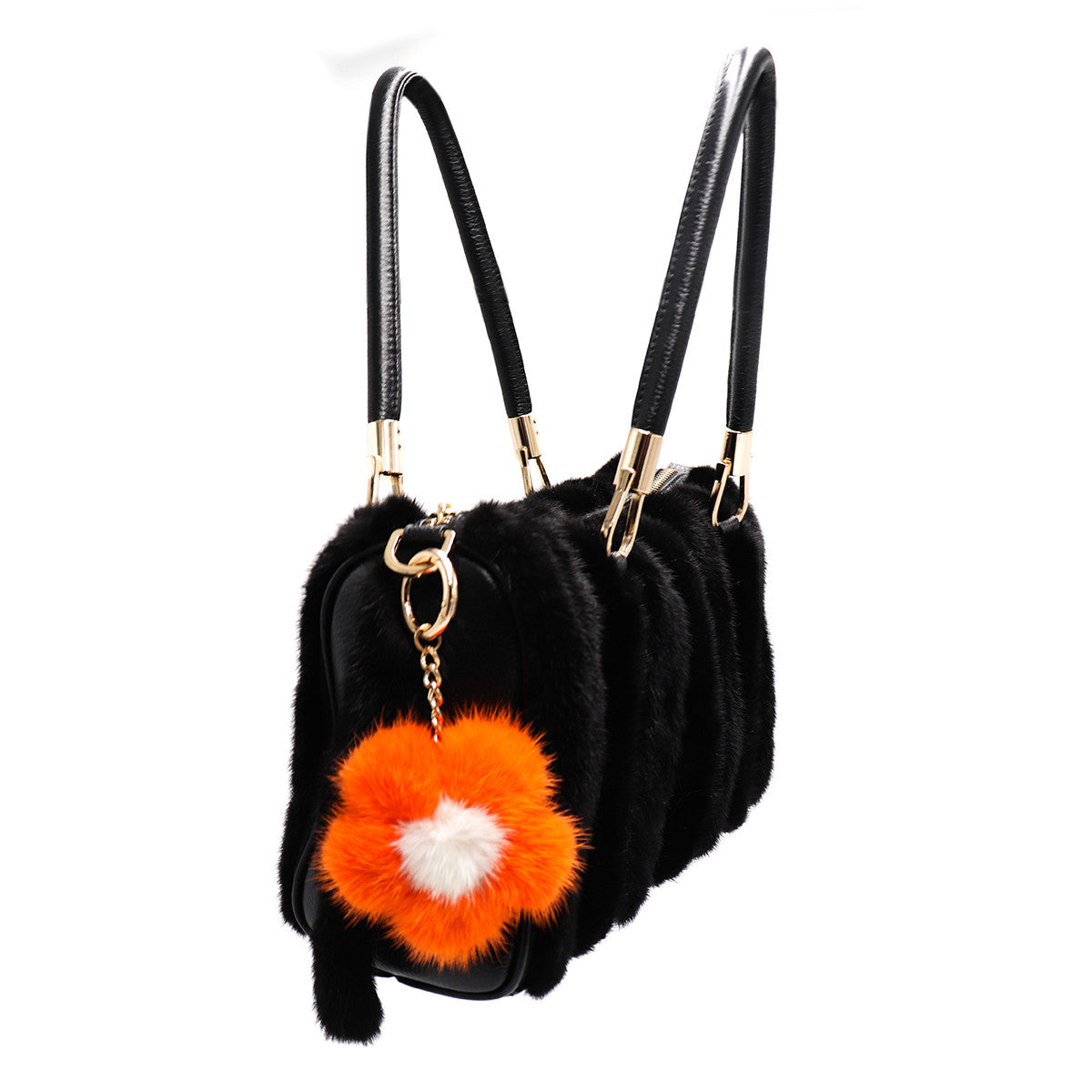 Large Mink Fur Flower Keychain