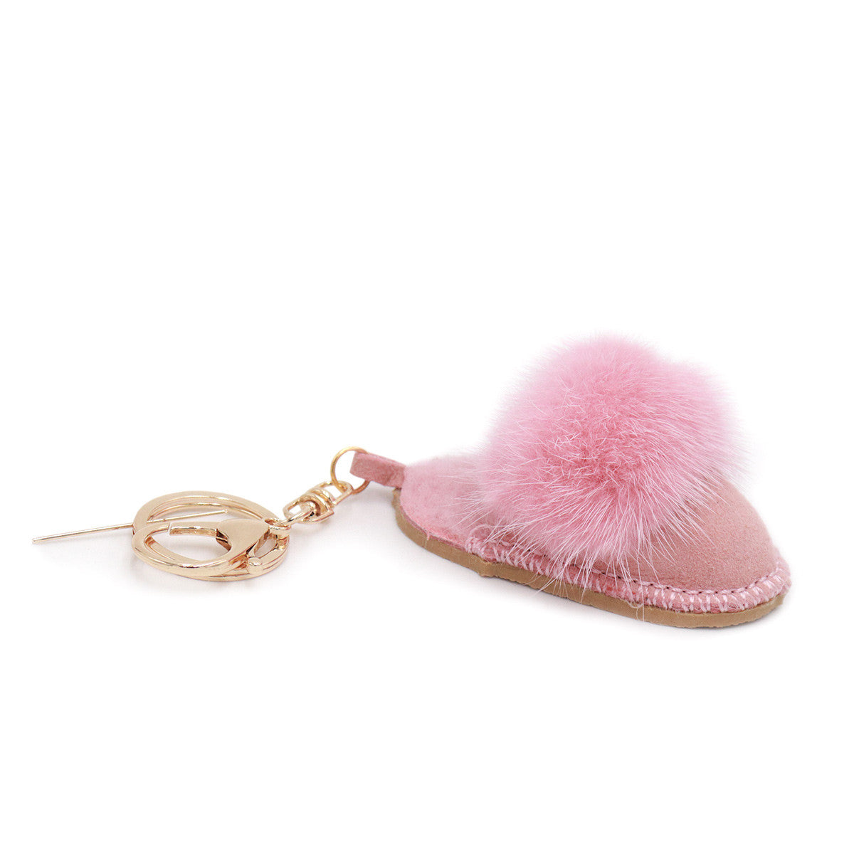 Shearling Slipper With Mink Fur Keychain