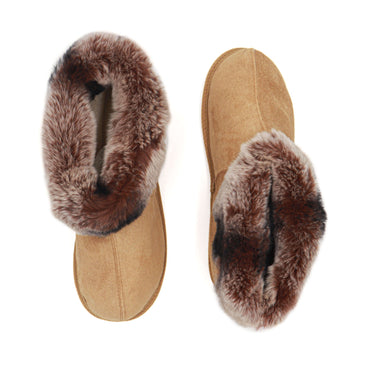 Soft Sole Shearling Slippers with Rex Rabbit Fur Trim