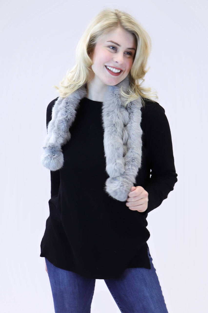 Rabbit Fur Ball Scarf