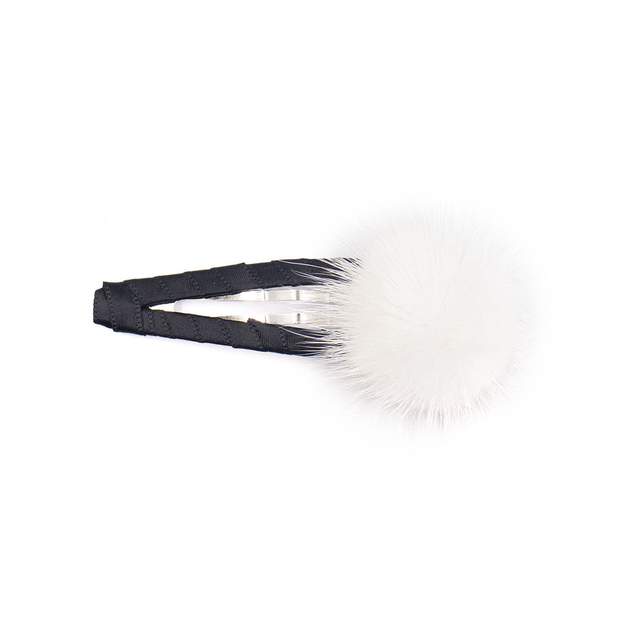 White Mink Pom Clip