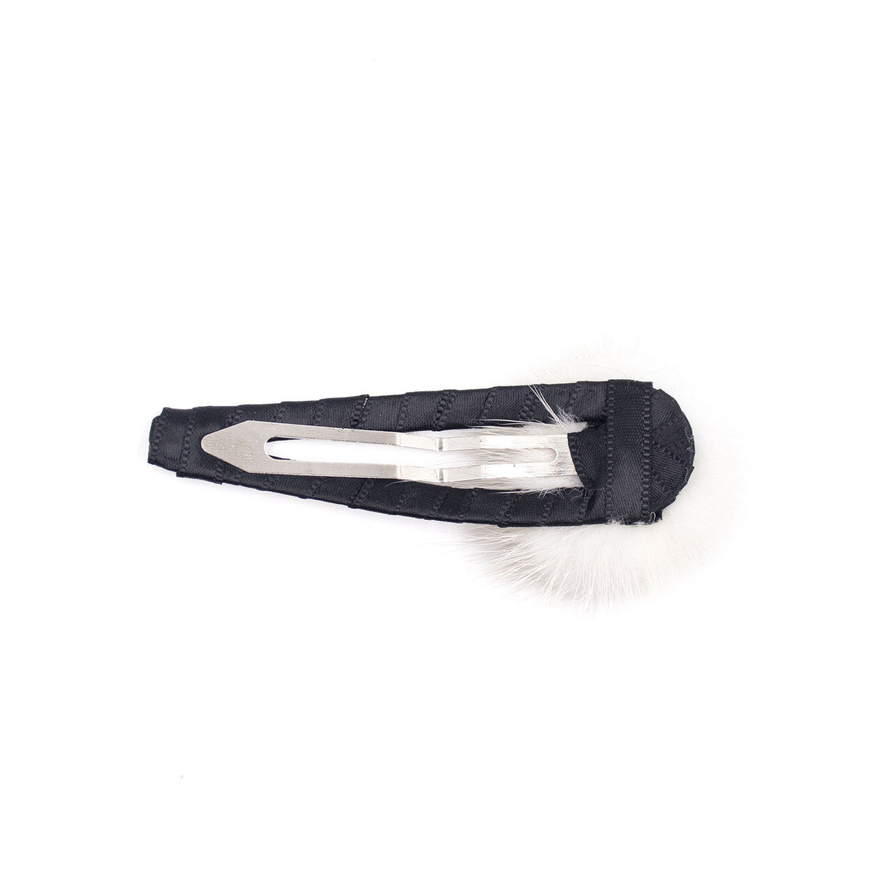 White Mink Pom Clip