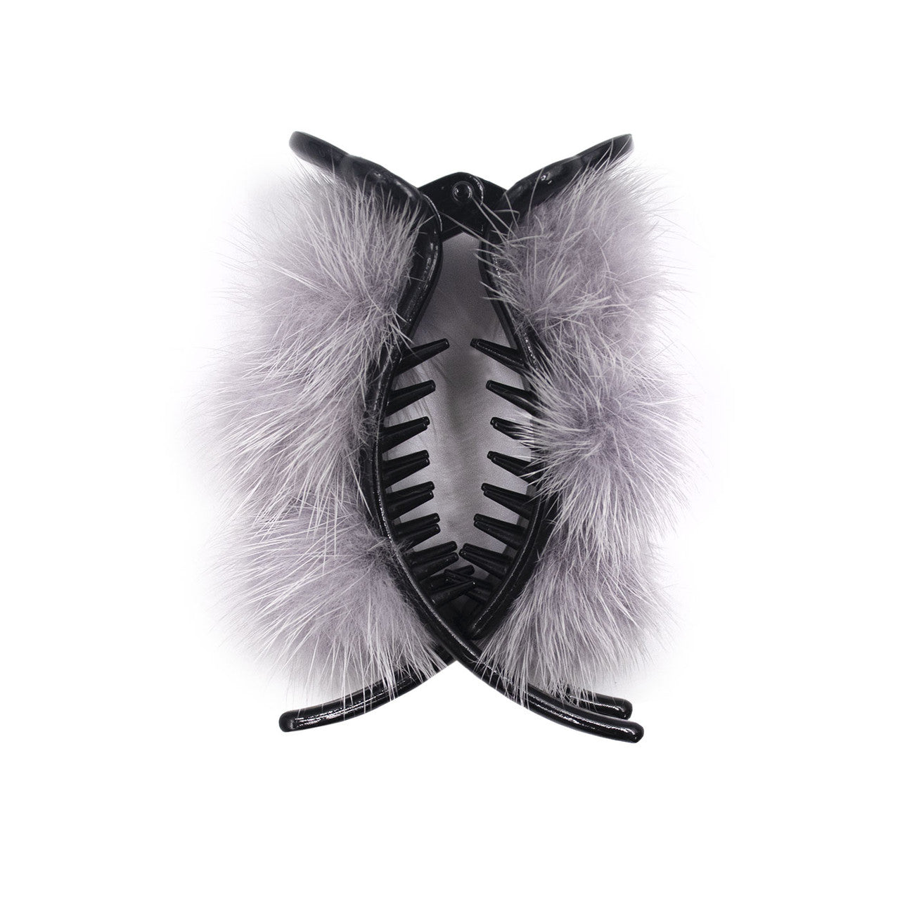 Hair Clip with Mink Poms