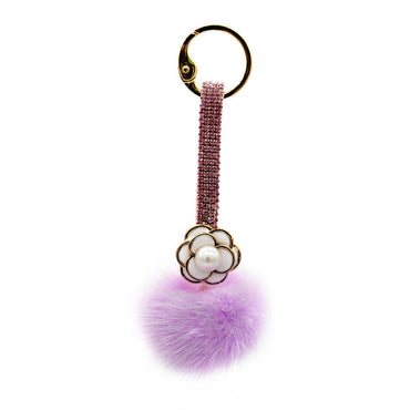 mink pom with bling strap lavender