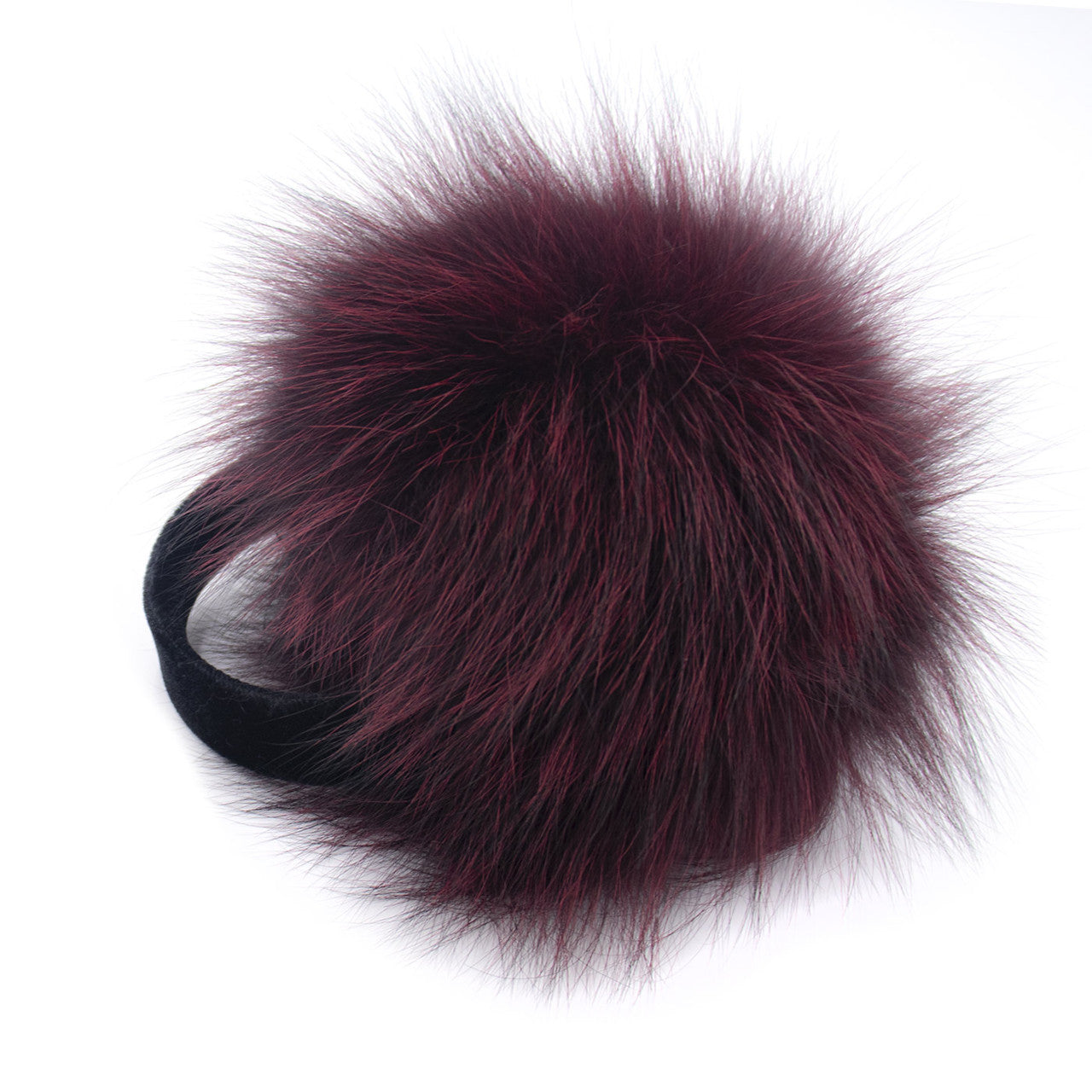 Fox Fur Earmuff with Velvet Band Black Cherry
