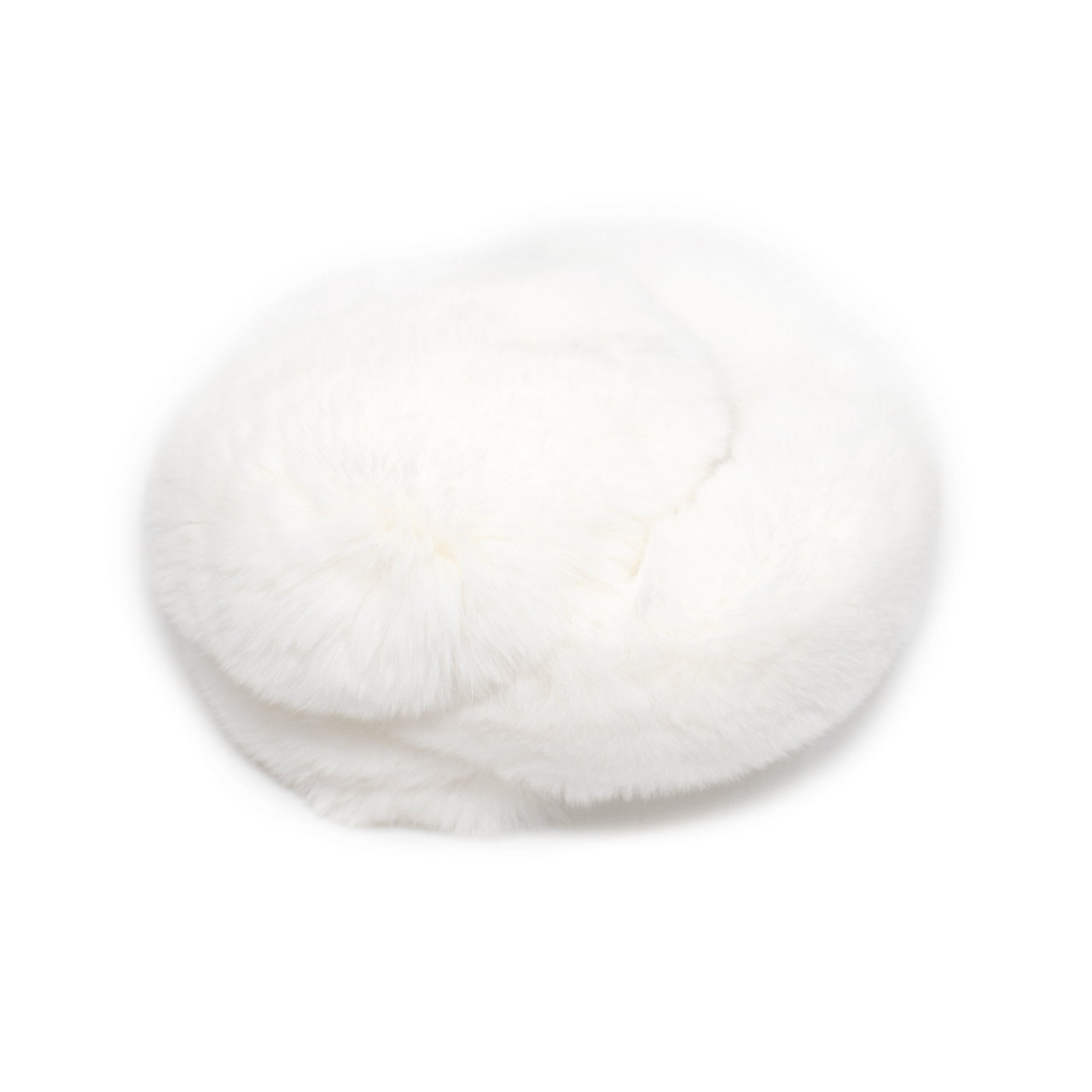 Folded Up White Rex Rabbit Earmuffs with Fur Band