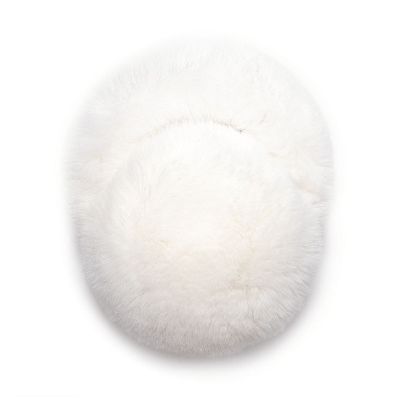 Folded Up White Rex Rabbit Earmuffs with Fur Band