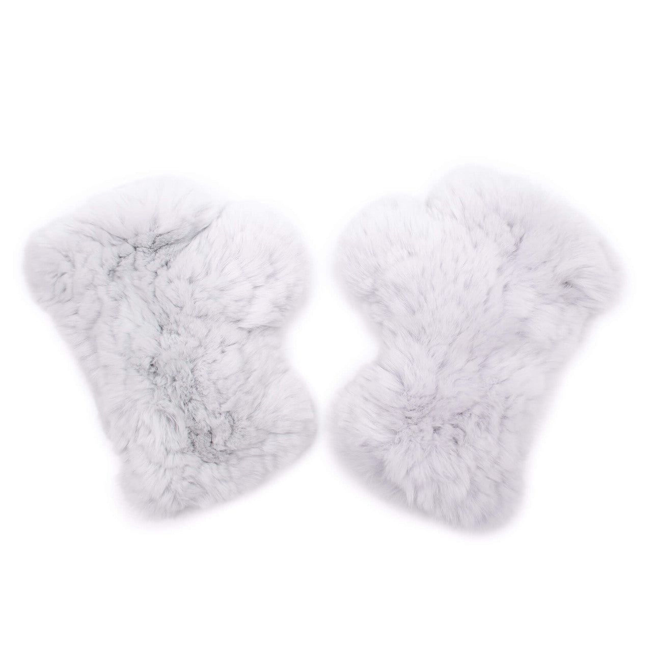 Gray rex rabbit fur fingerless gloves