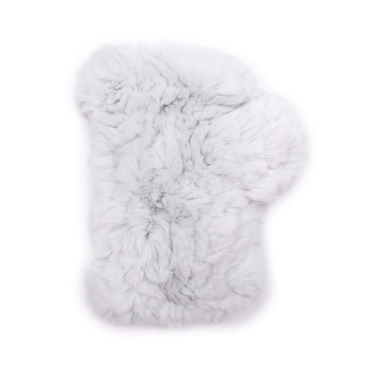 Left gray rex rabbit fur fingerless glove