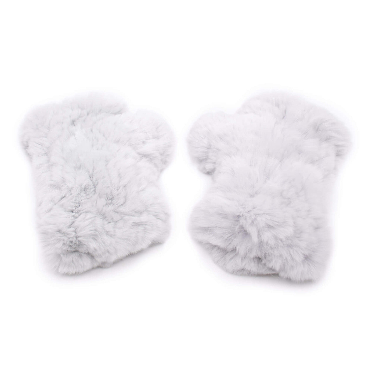 Gray rex rabbit fur fingerless gloves