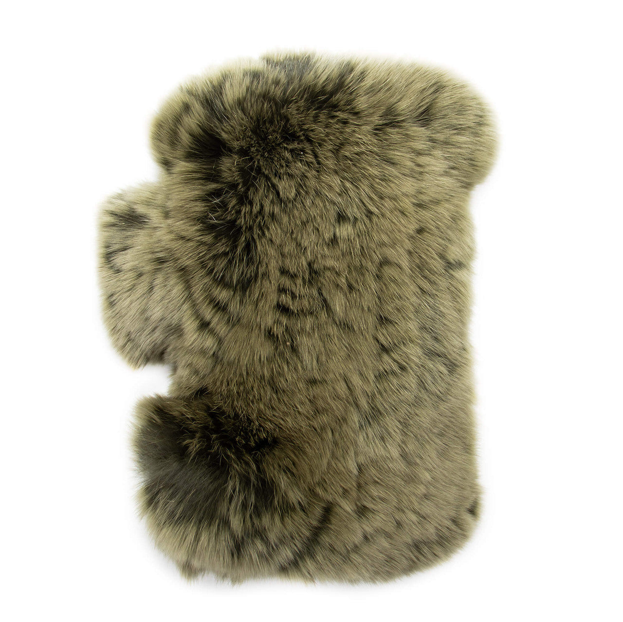 Right olive green rex rabbit fur fingerless glove