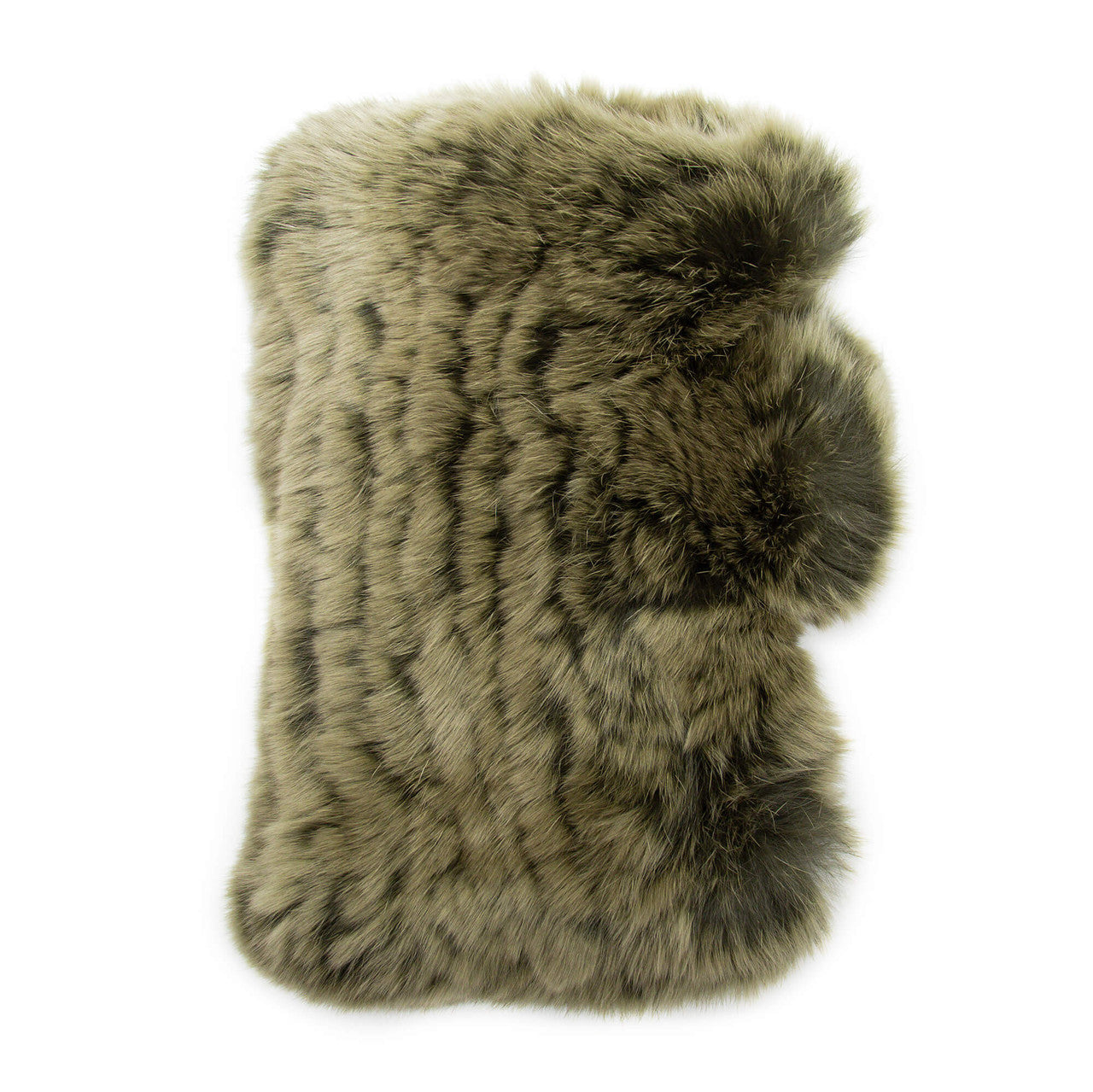 Left olive green rex rabbit fur fingerless glove