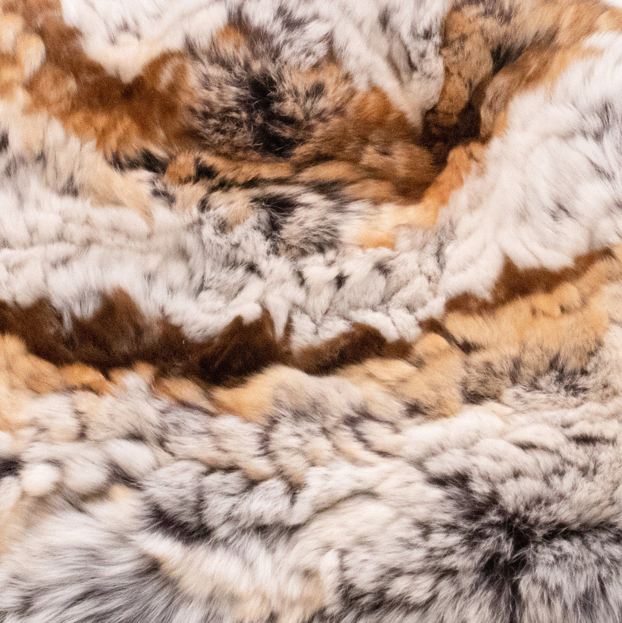 Limited Run Rex Rabbit Textile Knit Beanie with Fox Pom Brown & Yellow Frost with Blue Frost