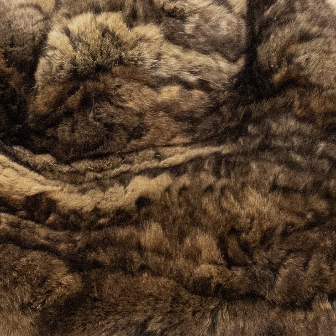 Limited Run Rex Rabbit Textile Knit Beanie with Fox Pom Brown and Crystal Close Up