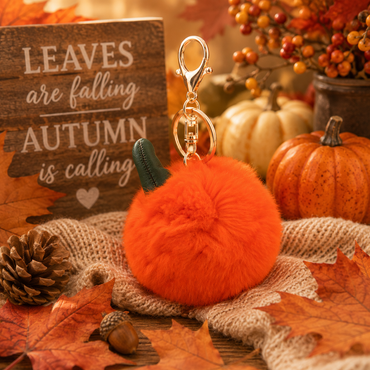 Rex Rabbit Fur Pumpkin Keychain