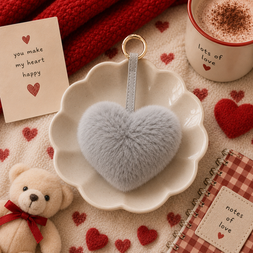 Rex Rabbit Heart Keychain With Pleather Strap