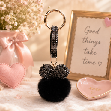 Crystal Mink Heart Keychain