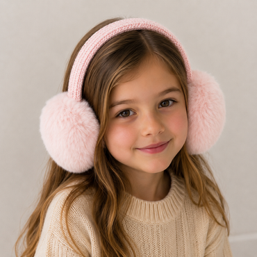 Children's Faux Rex Rabbit Fur Earmuffs with Bling Band
