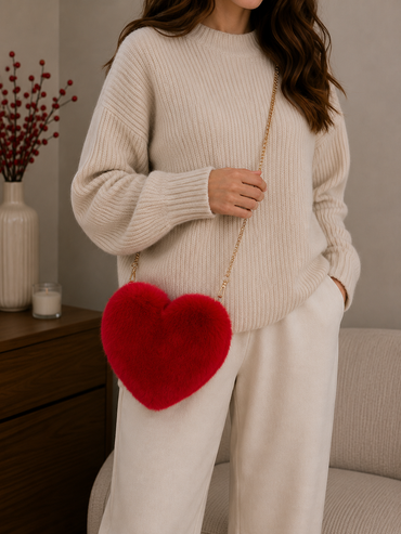 Faux Fur Heart Bag