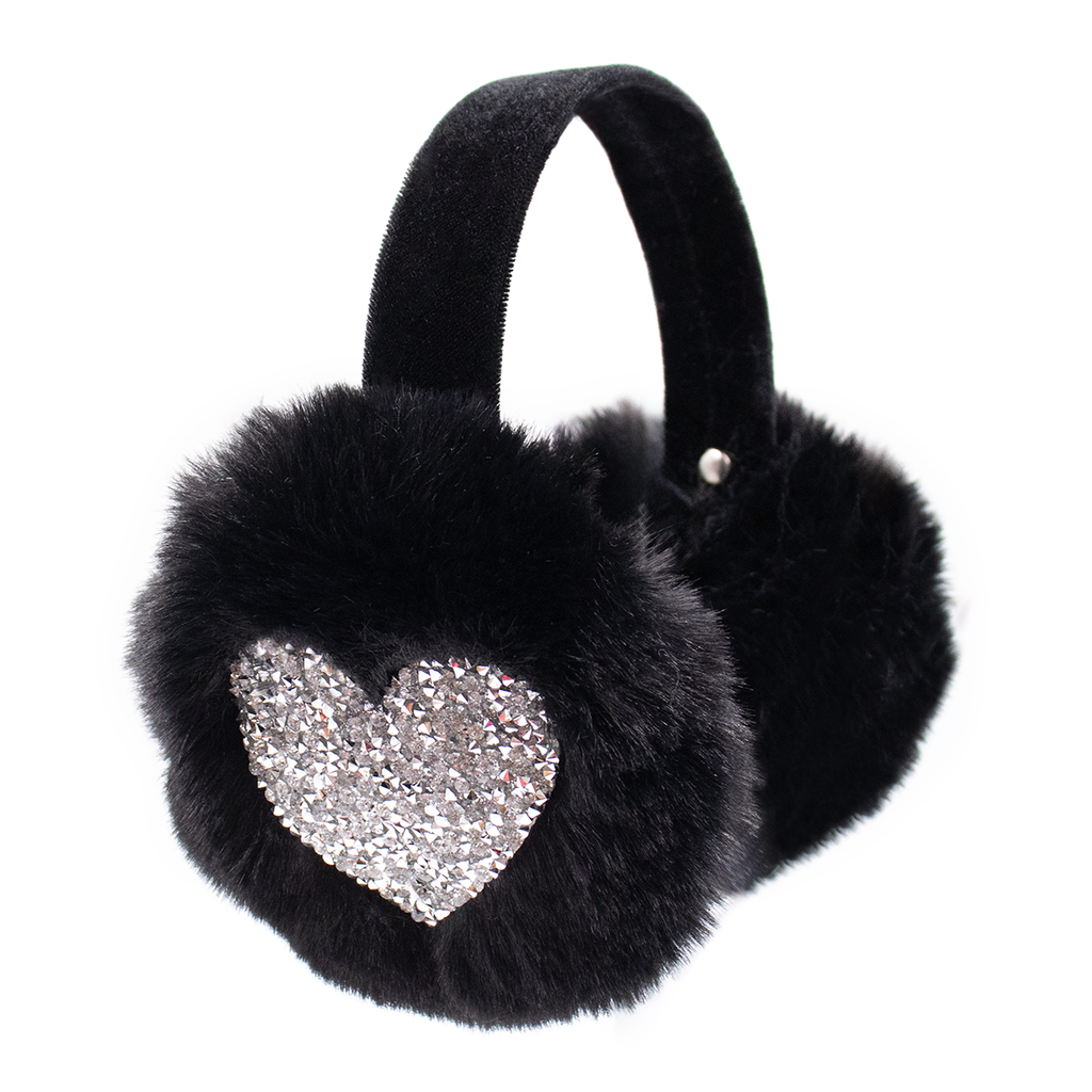 Kid's Sparkly Heart Faux Fur Earmuffs