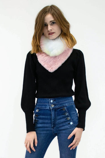 Mink Fur Collar with Fox Fur Trim