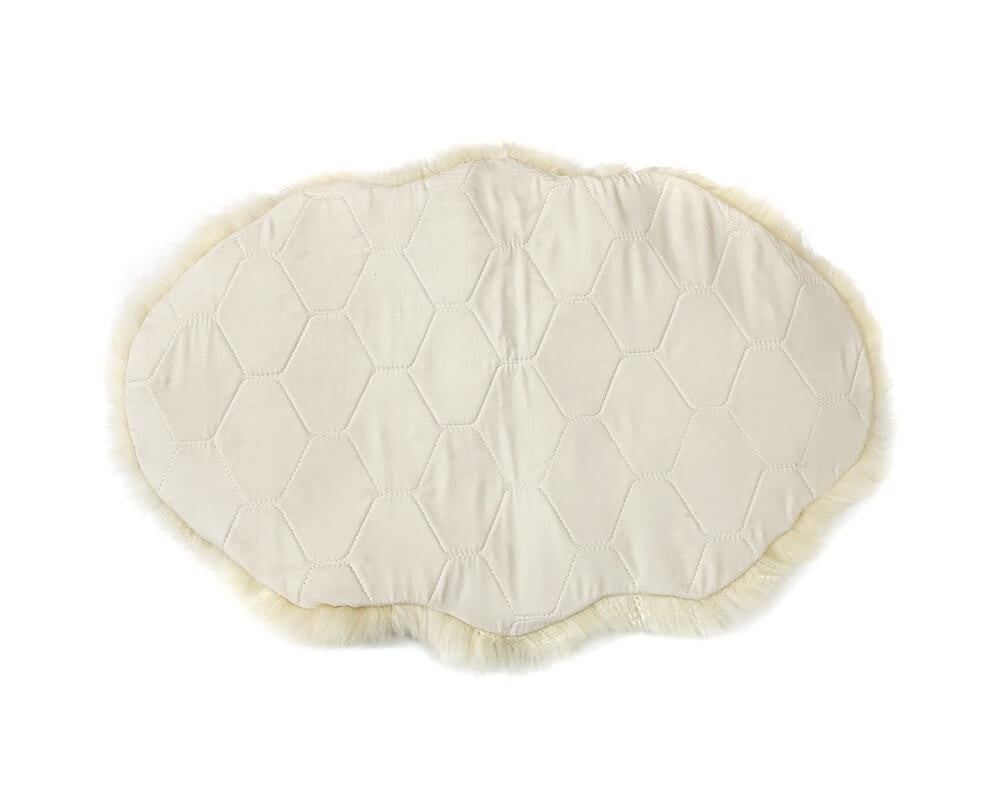 Shearling Sheepskin Rug with Quilted Back Beige (back)