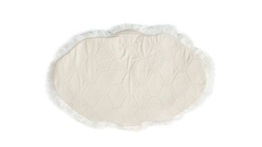 Shearling Sheepskin Rug with Quilted Back White(back)