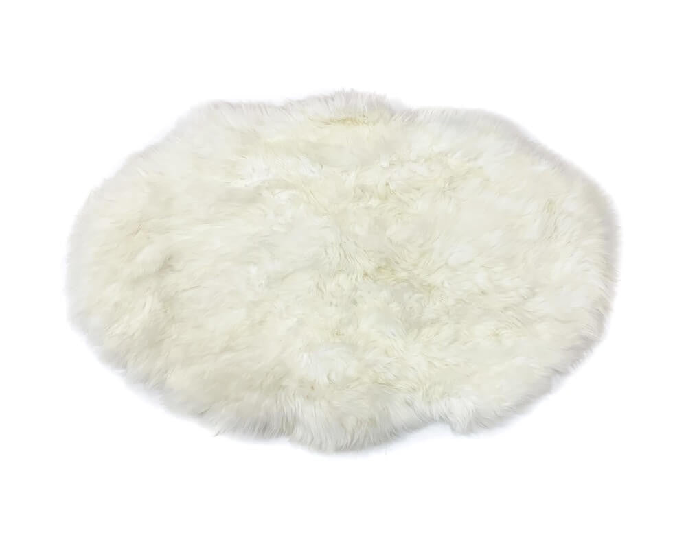 Shearling Sheepskin Rug with Quilted Back White