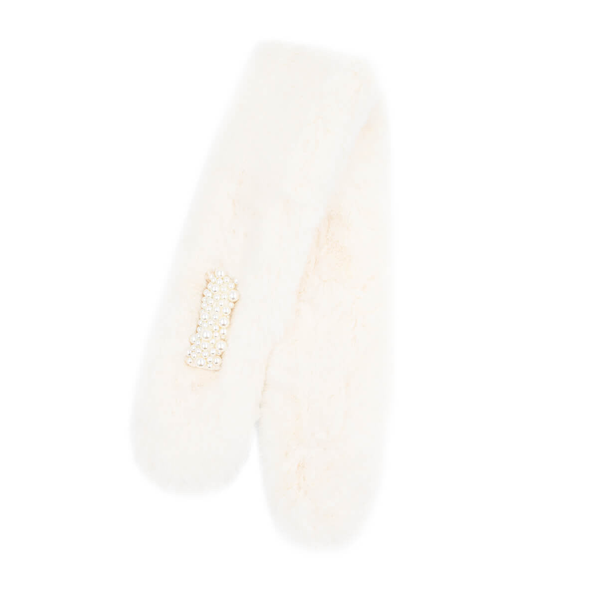 Faux Fur Pull-Through Scarf with Pearl Detail
