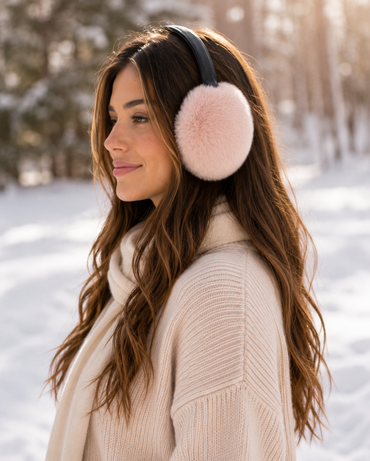 Rex Rabbit Fur Earmuffs with Adjustable Leather Band