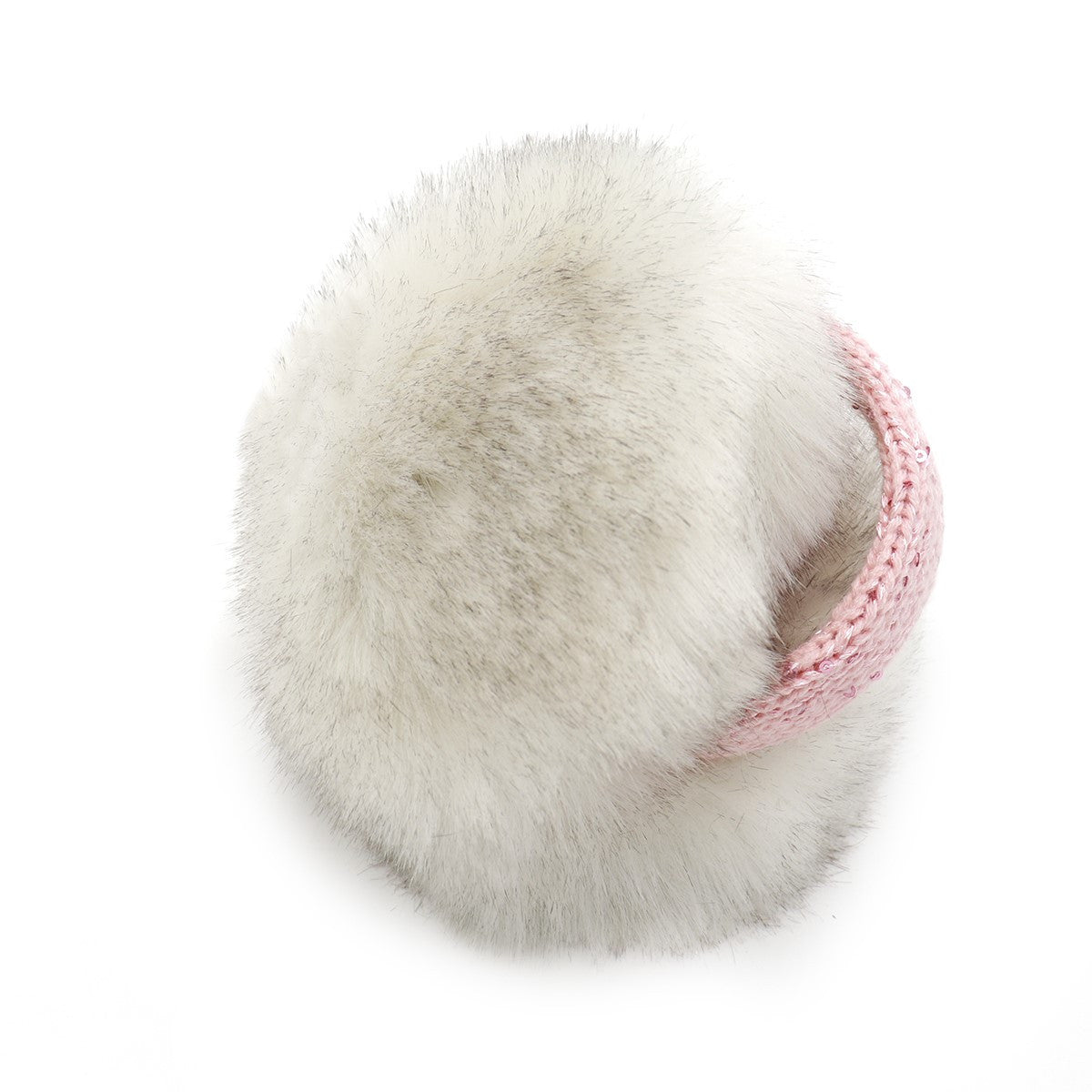 Children's Faux Fox Fur Earmuff with Bling Band Natural Blue