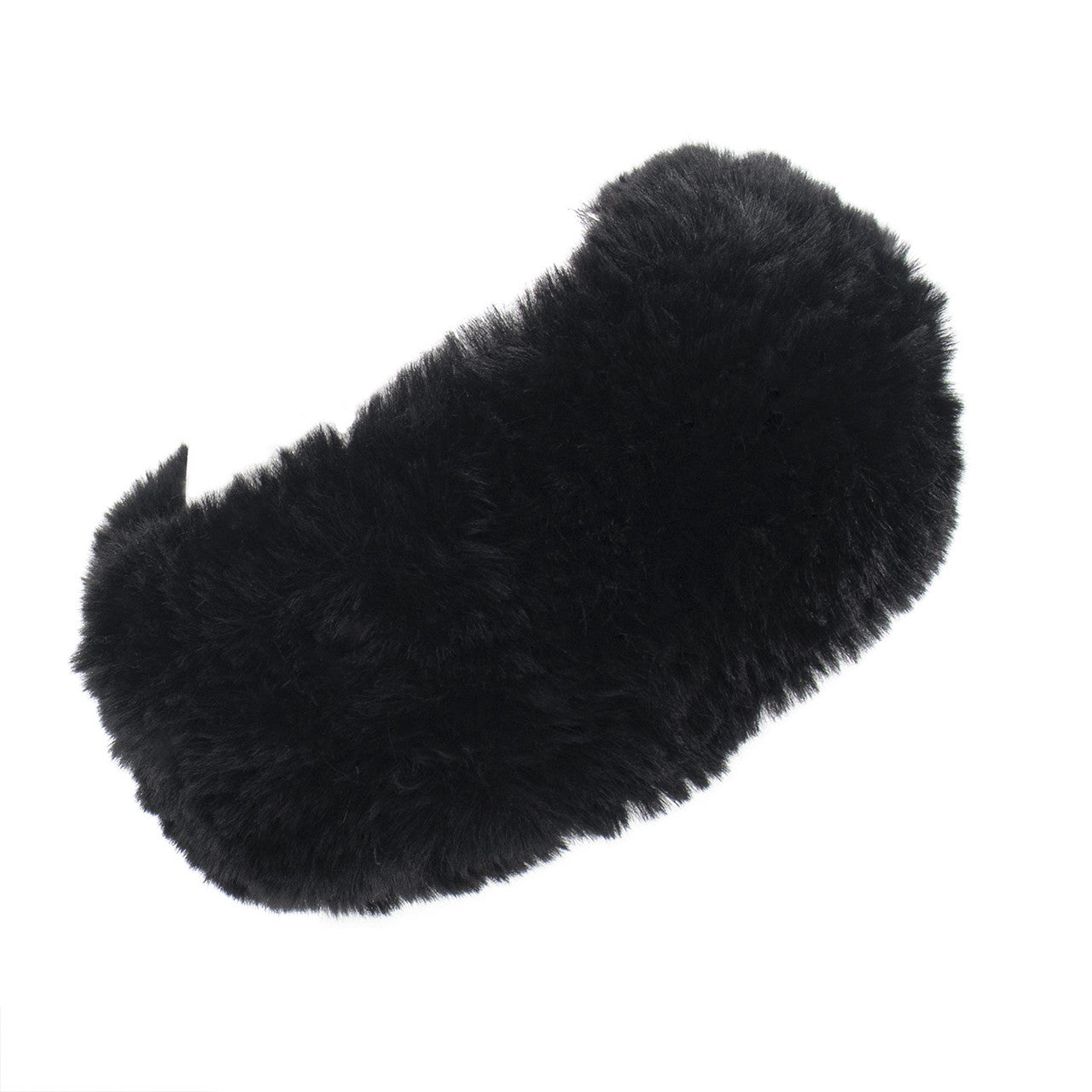 Faux Fur Rex Textile Knit Headband in Black