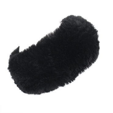Faux Fur Rex Textile Knit Headband in Black
