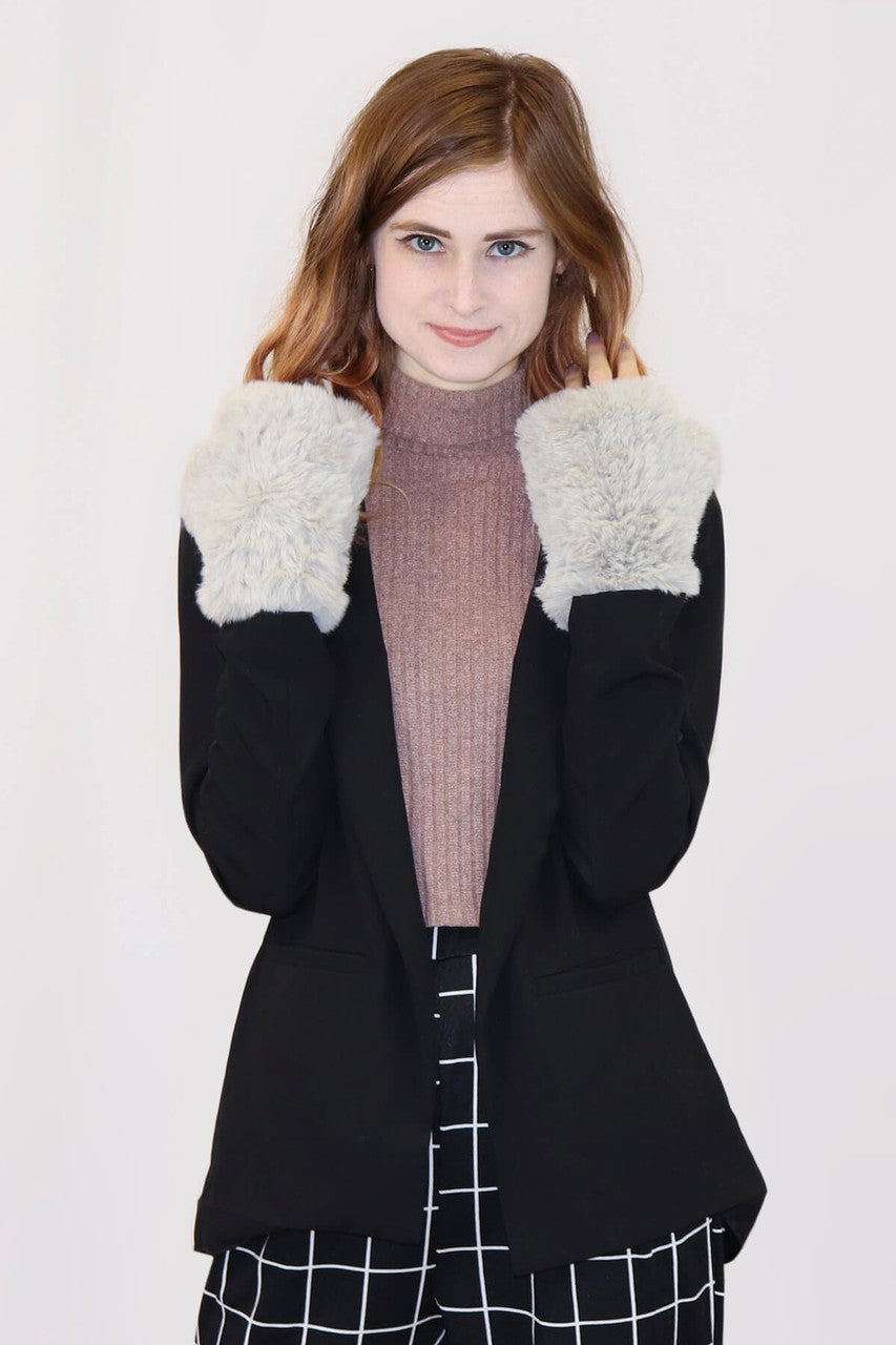 Faux Rex Rabbit Fur Texting Mittens