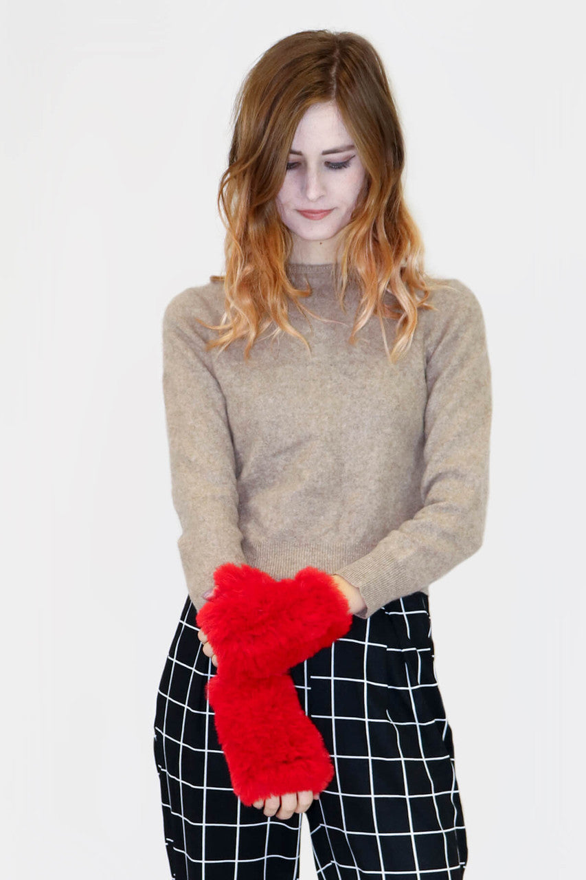 Faux Rex Rabbit Fur Texting Mittens