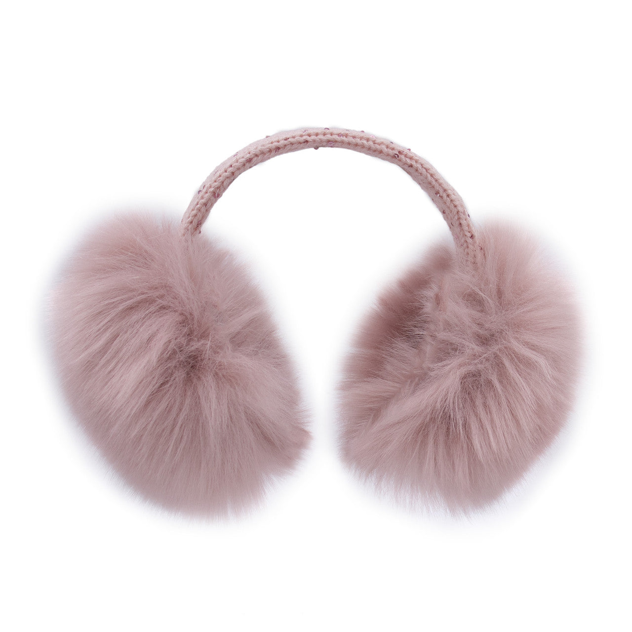 Children's Faux Fox Fur Earmuff with Bling Band Dusty Rose