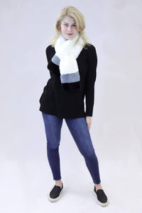 Faux Rex Rabbit Fur Striped Pull-Through