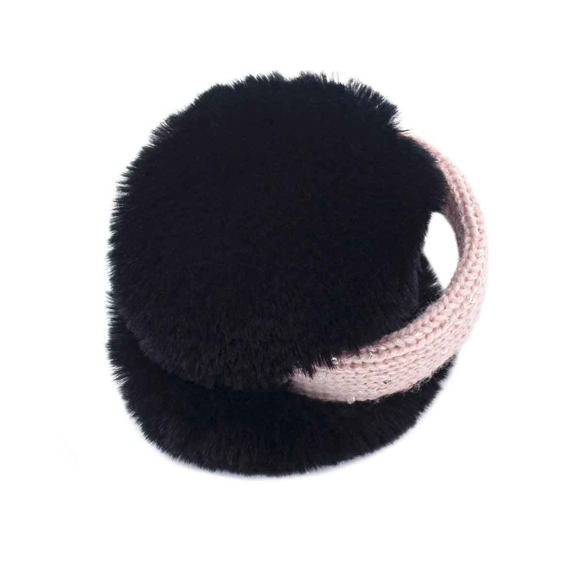 Surell PomPom Black Faux Fur Earmuffs.  New Shop Faux Fur Earmuffs with Studded Band – Surell Accessories main image 4