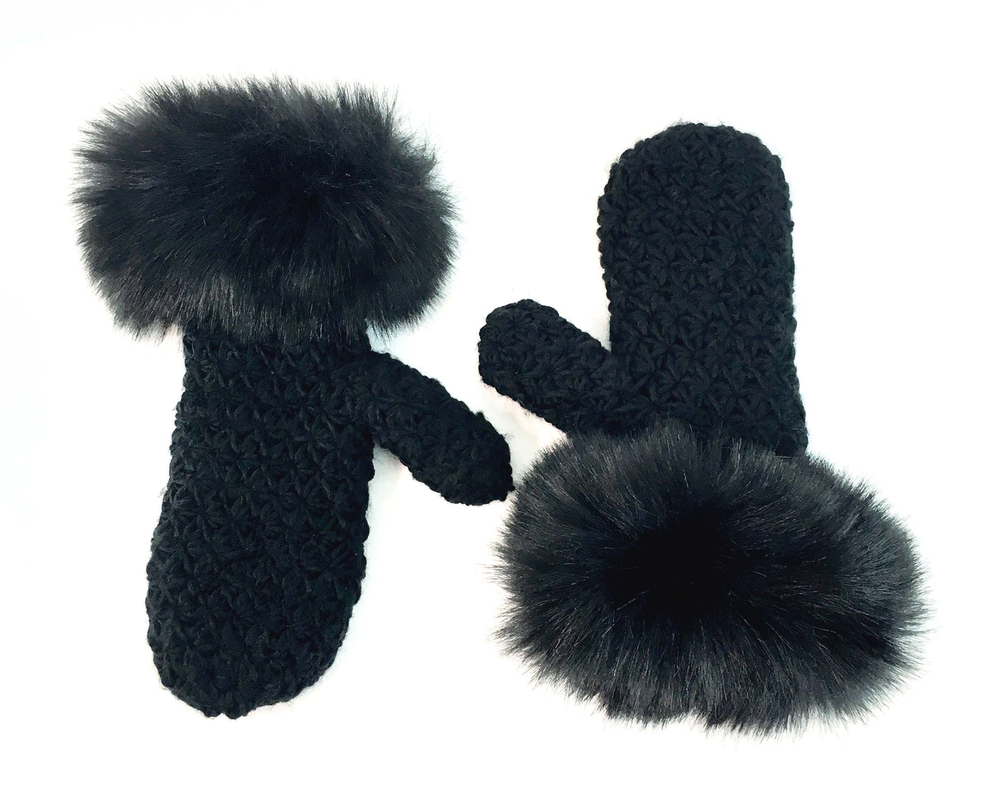 Star Knit Mitten with Faux Fox Fur Cuff