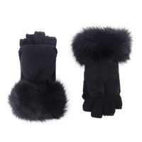 Flip Top Mittens with Faux Fox Fur Cuff